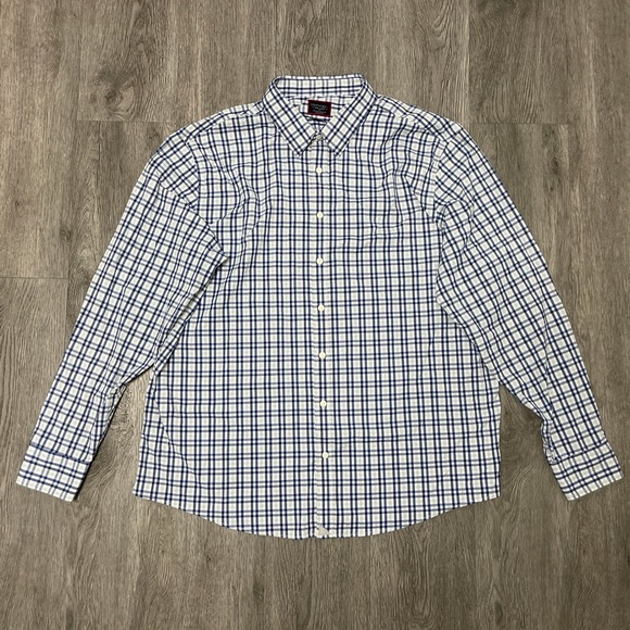 UNTUCKit Other - UNTUCKit Shirt Mens 3XL Tall Blue Check Plaid Performance Allendale Tre Nylon